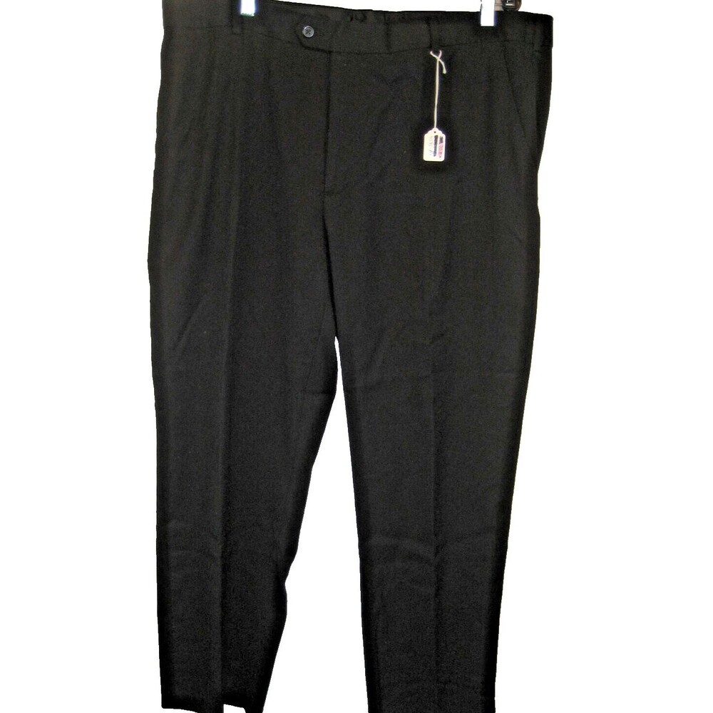 Mens NWOT George Black Flat Front Poly/Rayon Chino Pants sz 42x30